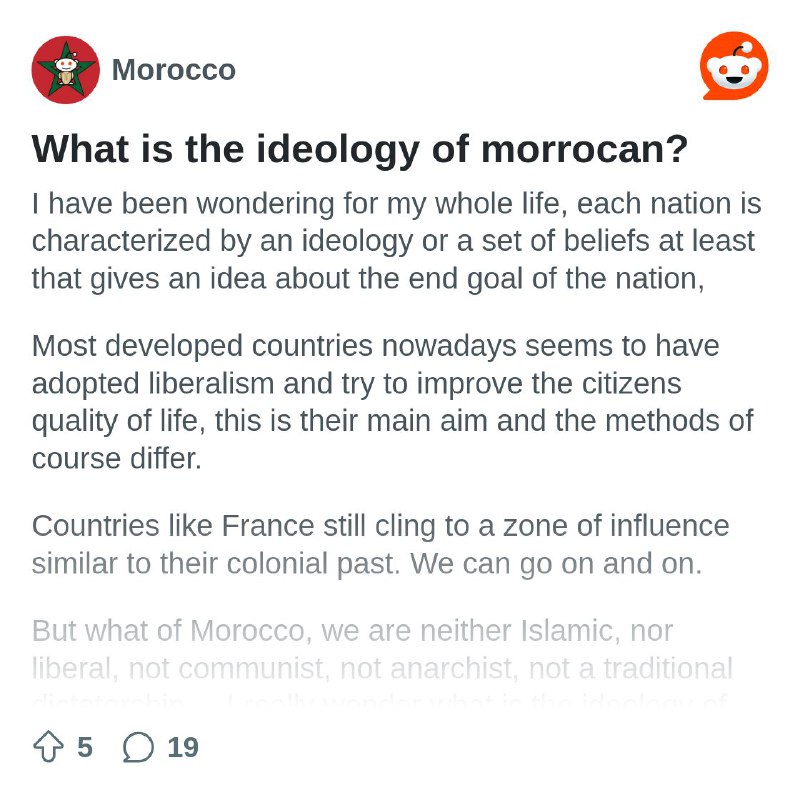 What is the ideology of morrocan?