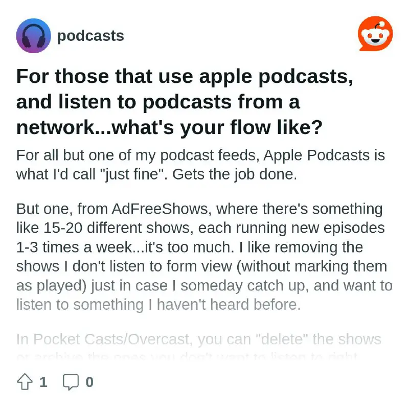For those that use apple podcasts, and listen to podcasts from a network...what's your flow like?