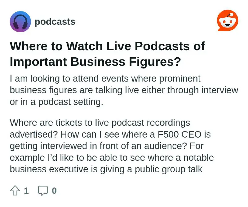 Where to Watch Live Podcasts of Important Business Figures?