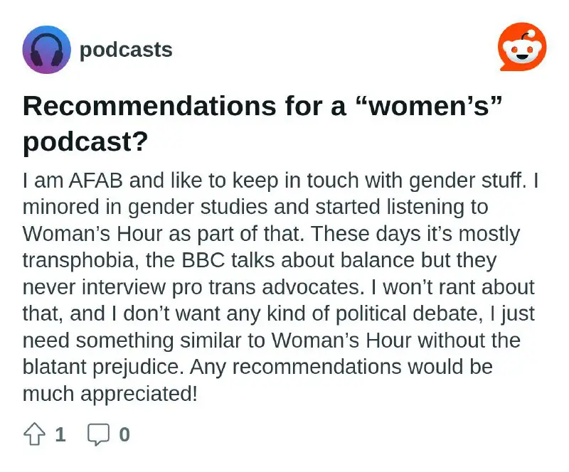 Recommendations for a “women’s” podcast?