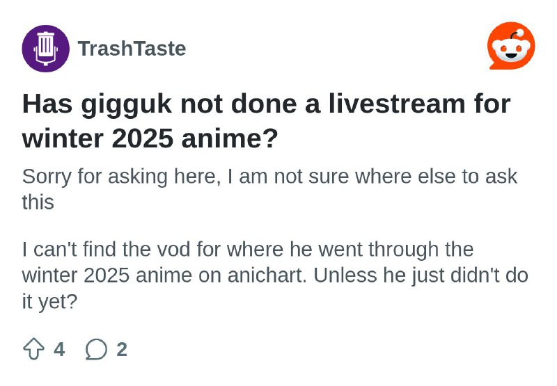 Has gigguk not done a livestream …