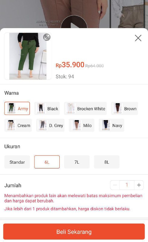 Gercep ADEEVA Moana Pants Jumbo Celana …