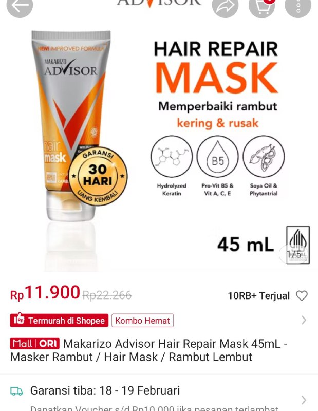 Makarizo Advisor Hair Repair Mask 45mL …