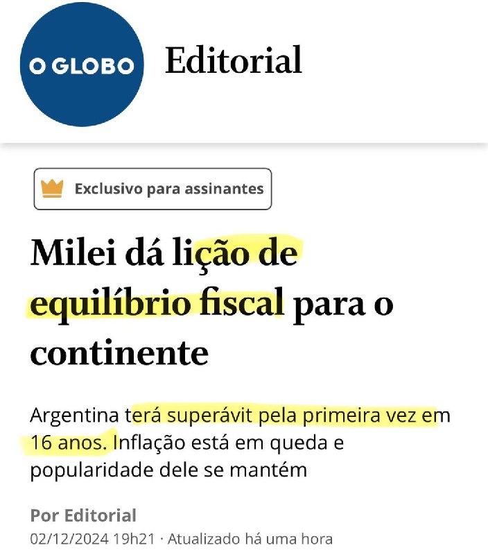 Estão se rendendo ao Milei. KKKKKKKKK