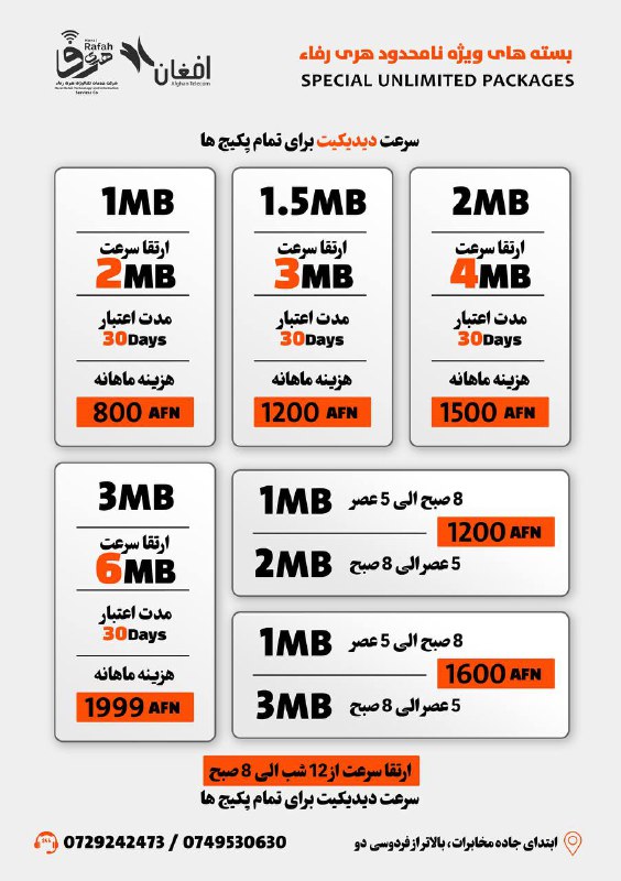 لیست بسته‌های نامحدود اینترنتی هری رفا، …