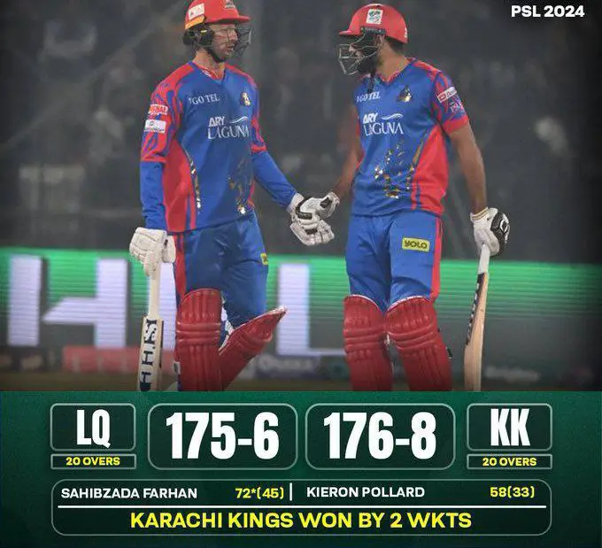 Karachi Kings secured a 2-wicket victory …