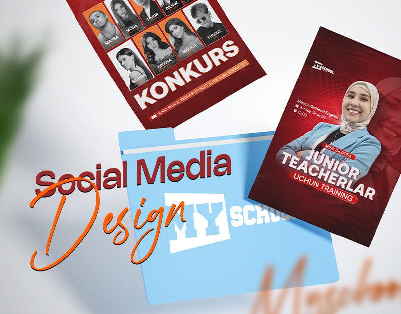 **Myschool** o'quv markazi uchun tayyorlangan dizaynlar …