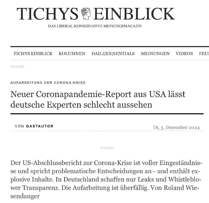 Tichy schreibt zum Text von Wiesendanger: