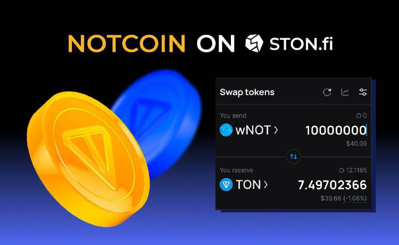 ***🤑*** **NO**TCOIN is available on [STON.fi](https://app.ston.fi/swap?ft=TON&amp;tt=WNOT&amp;referral_address=EQDER3GqE2SM3WUbyobUisa14zAaDnMee1f9dS4so-DyEYAo&amp;chartVisible=false)**!**