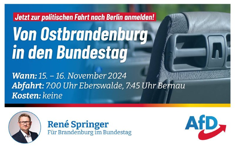 Herzliche Einladung zur politischen Fahrt nach …