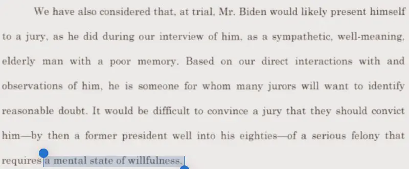 Special Counsel just reported that Biden …
