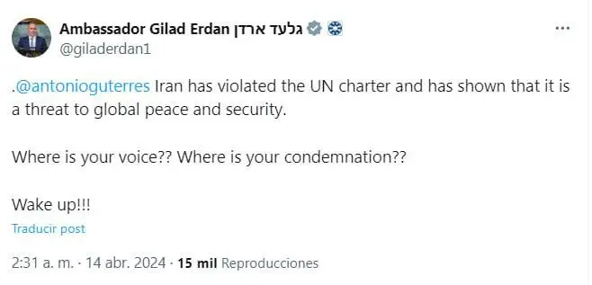 **Embajador de Israel ante la ONU, …