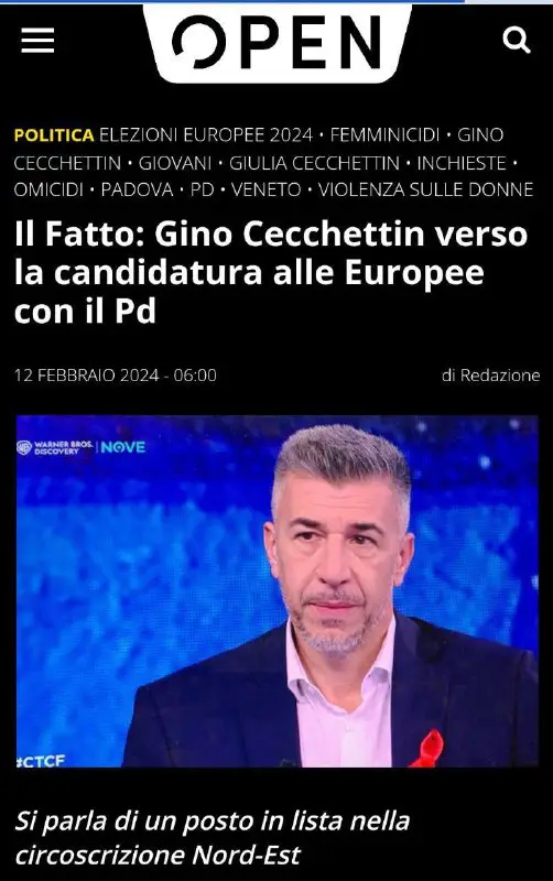 Ipotesi Candidatura alle europee per Gino …