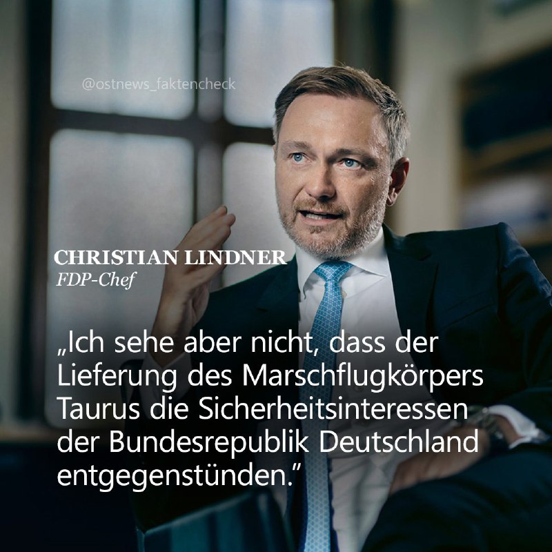 ***?*****Lindner unterstützt Taurus-Lieferungen an die Ukraine**