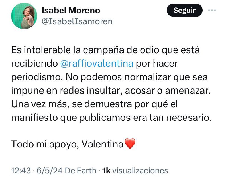 Para odio, el que recibimos en …