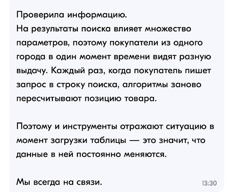 **Поддержка уверят что «товары в поиске» …