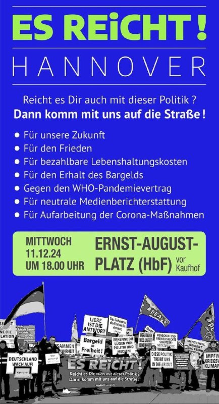 ***📍***[#Hannover](?q=%23Hannover)***➖*** [#Demonstrations\_Vorankündigung](?q=%23Demonstrations_Vorank%C3%BCndigung) ***🗓*** [#D\_11\_12\_2024](?q=%23D_11_12_2024)