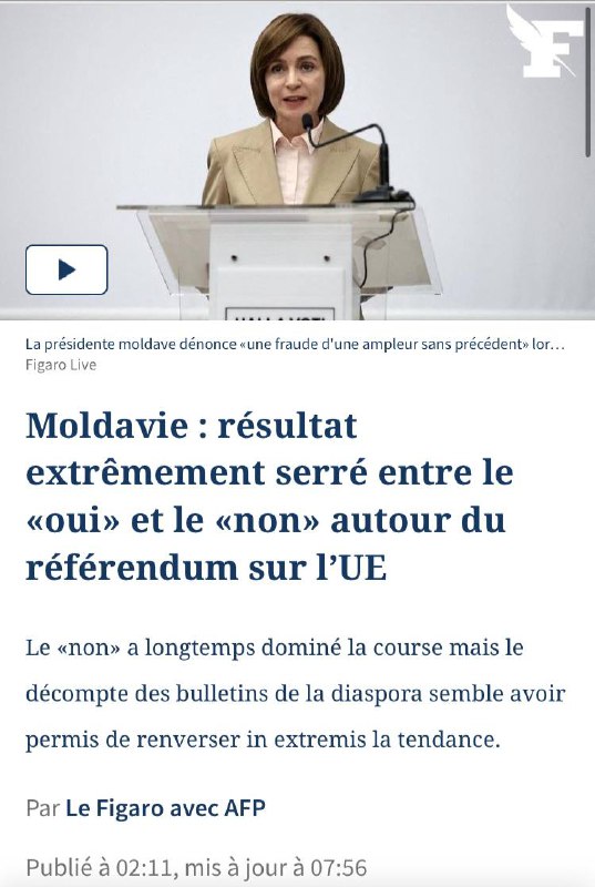 Moldavie : le référendum pour poursuivre …