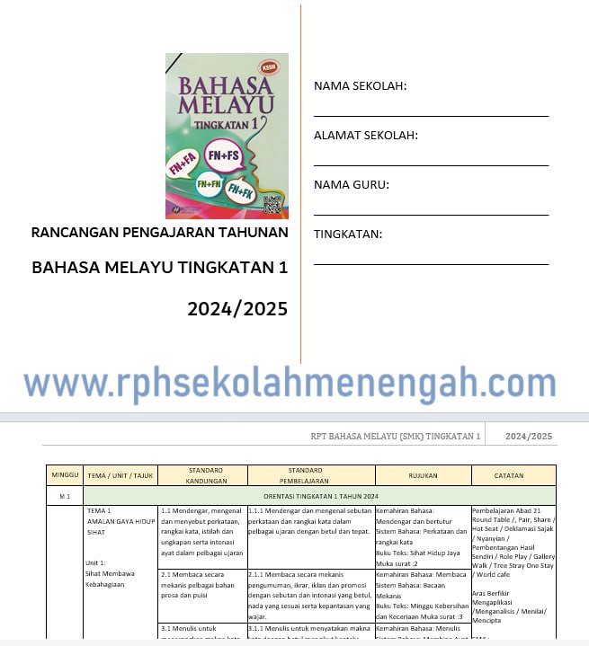 RPH, RPT & DSKP SEKOLAH MENENGAH