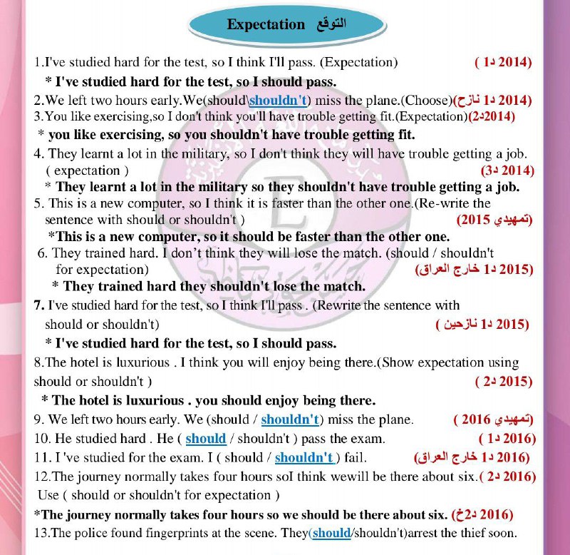 اللغه الانكليزيه للسادس اعدادي
