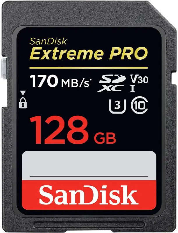 ***🔥*****SanDisk Extreme PRO Scheda Di memoria Da 128 GB SDXC Fino A 170 Mbs, Nero**