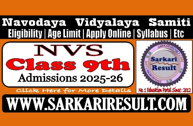 Navodaya Vidyalaya Samiti NVS Class 9th …