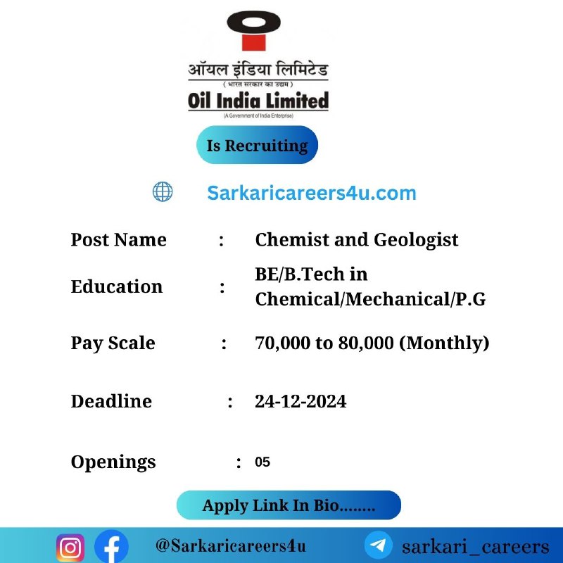 ***?*** Oil India Limited Chemist and …