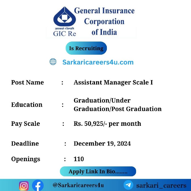 ***🚀*** GIC Assistant Manager Scale I …