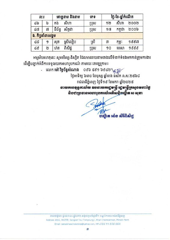 អាហារូបករណ៍អភិសន្ដិបណ្ឌិត ស សុខា