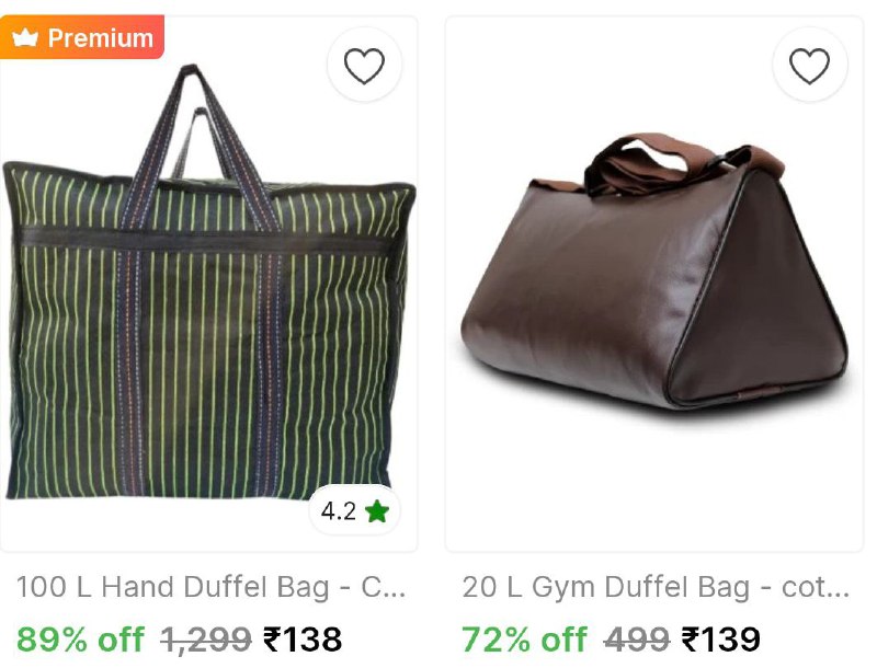 ***🔥***Duffel bag from ₹138