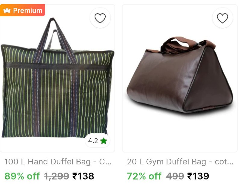 ***🔥*****Duffel bag from ₹138**