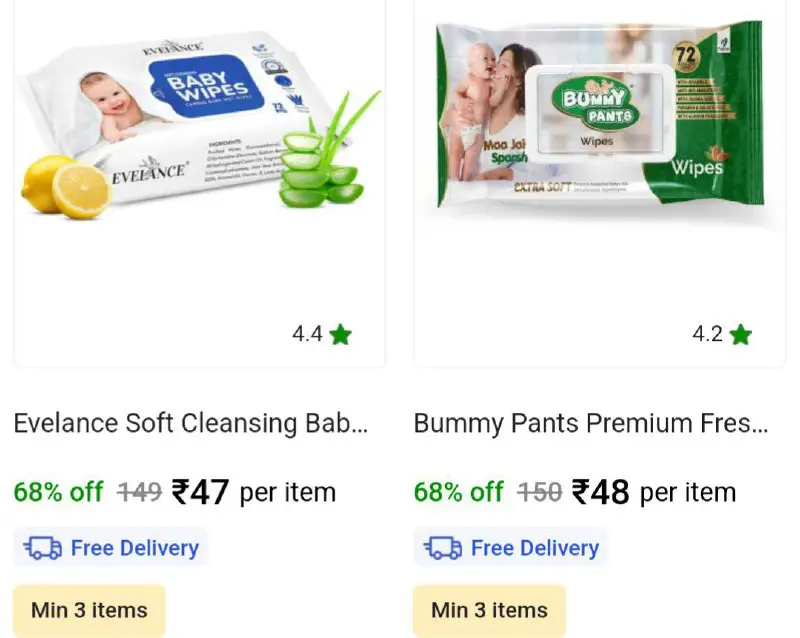 ***🔥*****Baby wipes from ₹47**