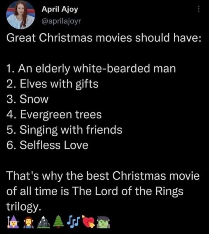 [#LotR](?q=%23LotR) as [#Christmas](?q=%23Christmas) [#movie](?q=%23movie)