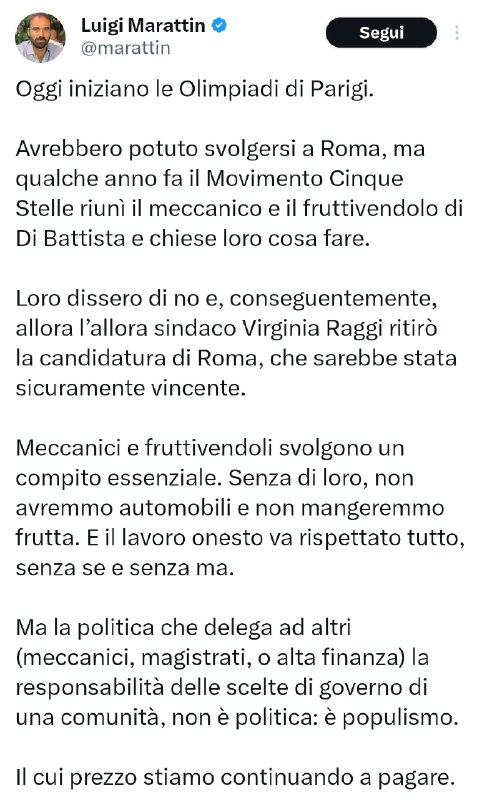 Qualche giorno fa ho letto questo tweet e lo vorrei commentare con voi: un "ragionamento" (virgolette davvero imprescindibili), indegno per …