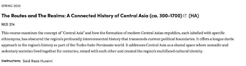 Finally, Princeton has a Central Asian …