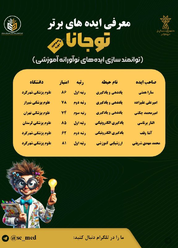 ***💫*****برگزیدگان سومین دوره رویداد کشوری توجانا**