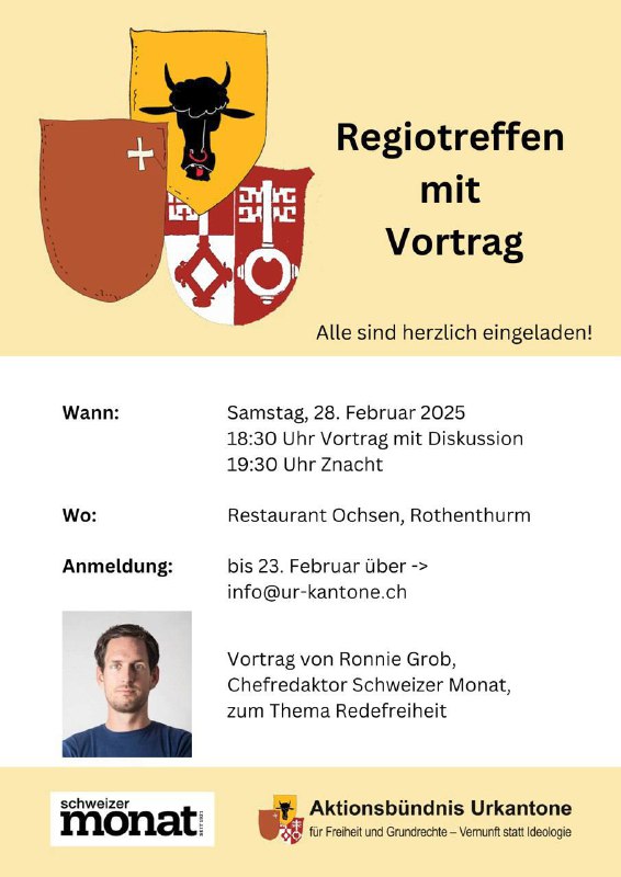 Anmeldung fürs Regiotreffen mit Vortrag bitte …