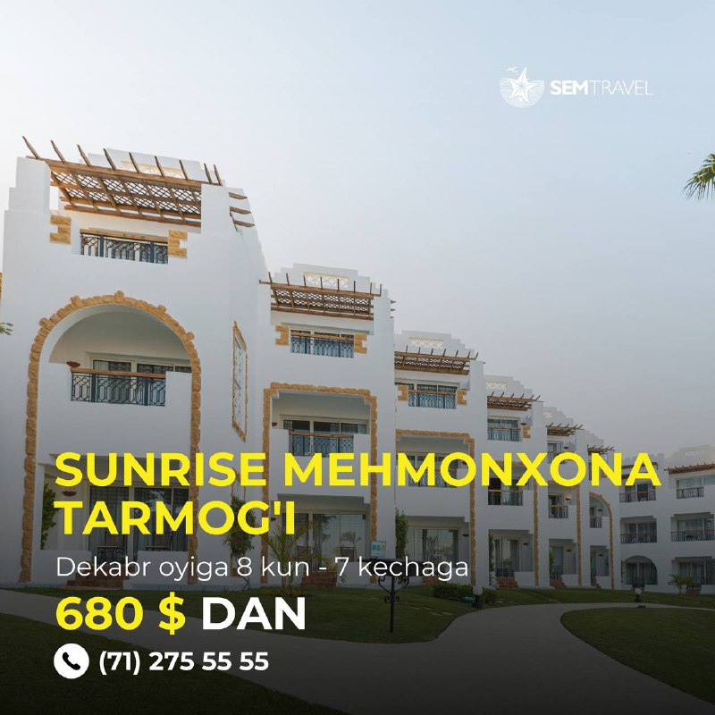 *****??*** Sunrise mehmonxona tarmog'i 680$ dan …