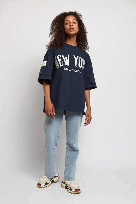 Оверсайз футболка New York navy blue …