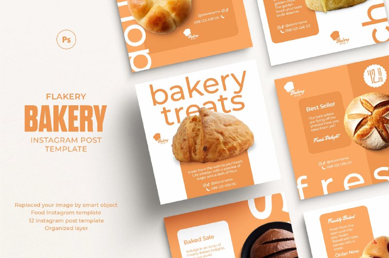 **Flakery Bakery Instagram Post Template**