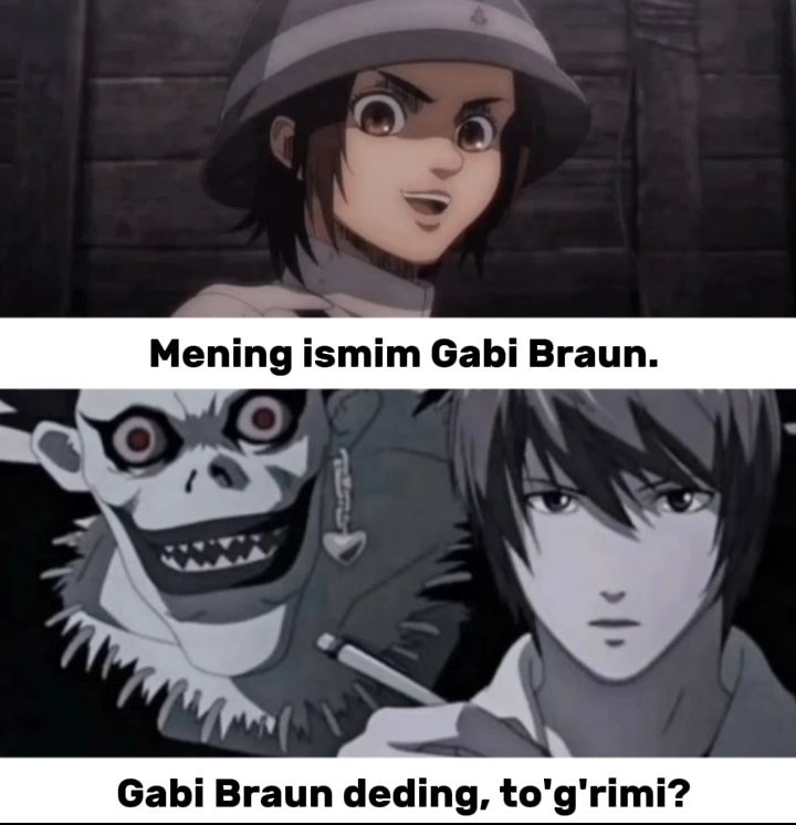 [**#AOT**](?q=%23AOT)[**#Death\_note**](?q=%23Death_note)[**#tarjima\_meme**](?q=%23tarjima_meme) **Daftarni yaxshilik uchun ishlatish vaqti …