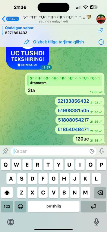 Bugun insta jonli efirda shular 120ucdan …