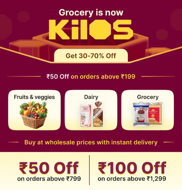 Flipkart : Grocery at wholesale Price.