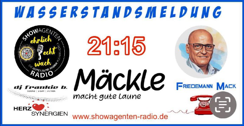 ***⏰*** 21:15 [**RADIO AN**](https://www.showagenten-radio.de/)