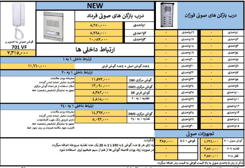 لیست قیمت اسفند ماه ۱۴۰۳