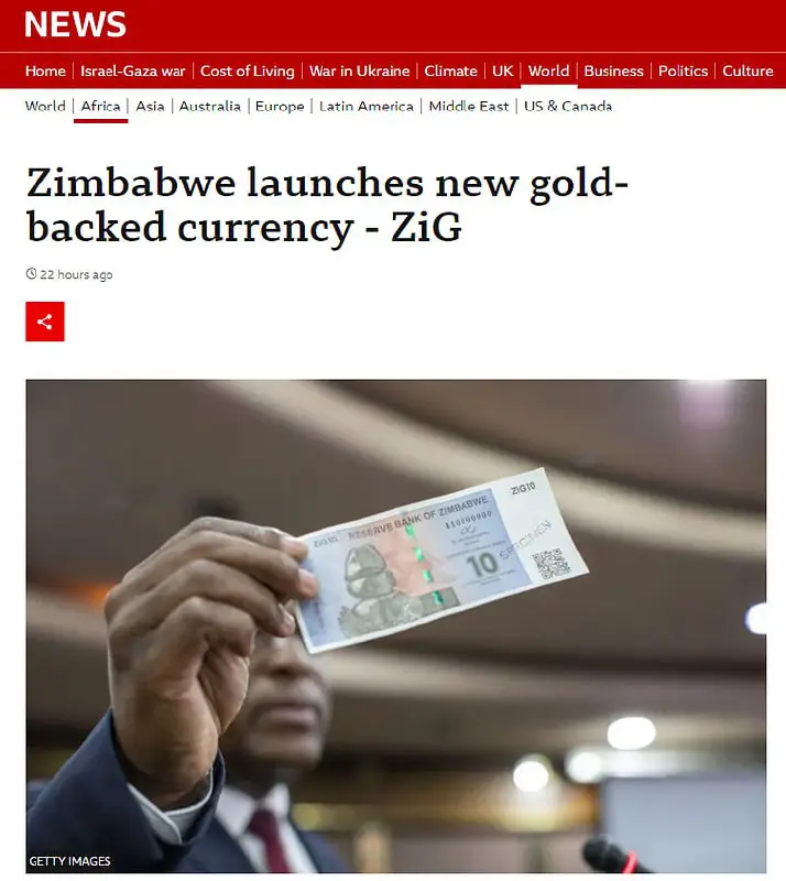 **Simbabwe führt neue goldgedeckte Währung ein …
