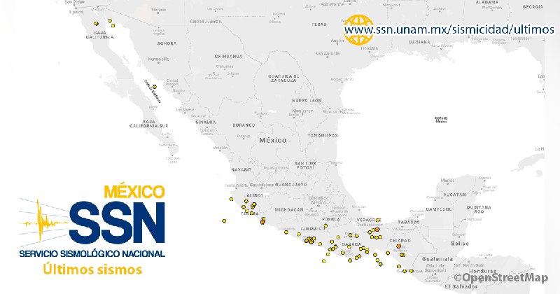 Reporte vespertino de sismicidad que incluye todos los sismos localizados de magnitud menor de 4.0 actualizado hasta las 17:00 horas, …