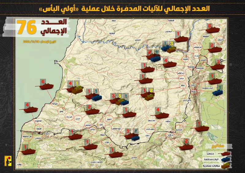 *****⭕️***إجمالي الآليات المدمرة خلال عملية** [**#أولي\_البأس**](?q=%23%D8%A3%D9%88%D9%84%D9%8A_%D8%A7%D9%84%D8%A8%D8%A3%D8%B3)**...**