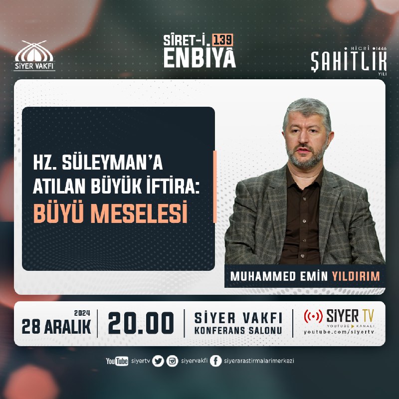 Sîret-i Enbiyâ derslerimizde bu hafta; "Hz. …