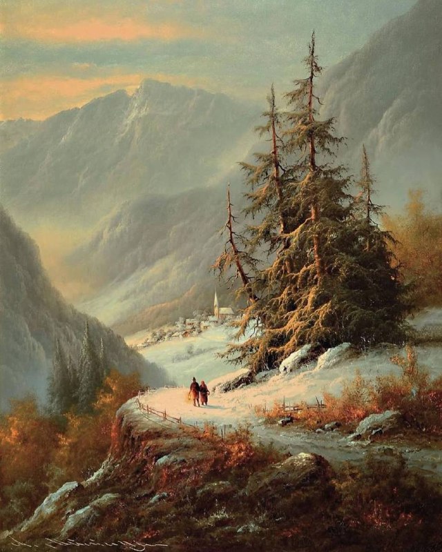 **Snowy mountainous landscape.** `Ludwig Muninger (1929 …